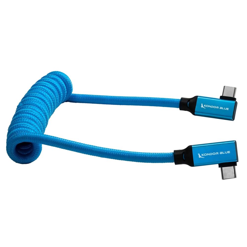 Cavo intrecciato angolato Kondor Blue USB C 3.1 per 8K (Kondor Blue) (riccio) (12"-24")