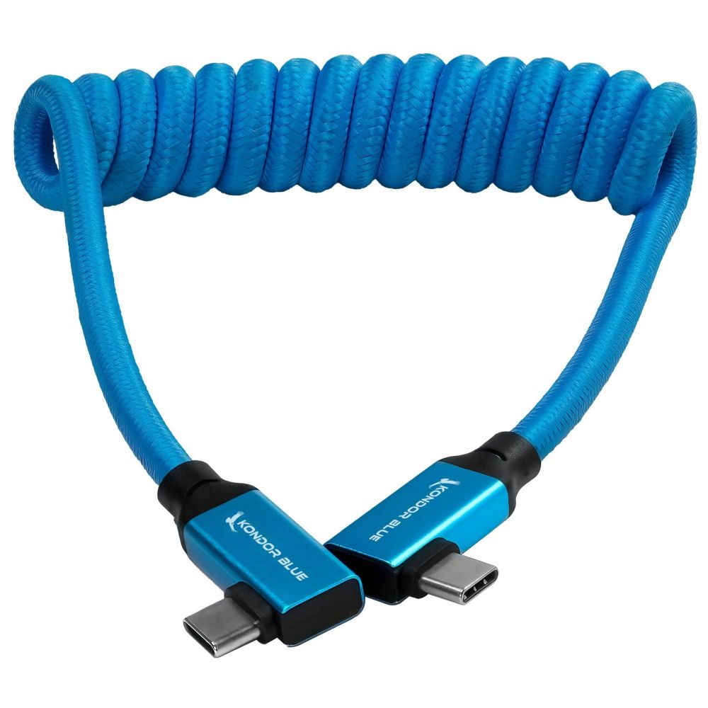 Cavo intrecciato angolato Kondor Blue USB C 3.1 per 8K (Kondor Blue) (riccio) (12"-24")