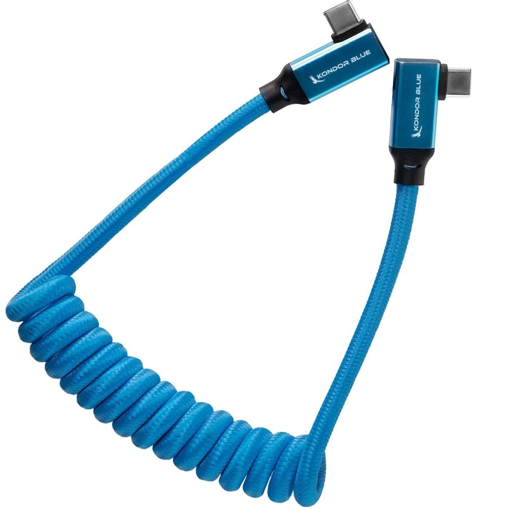 Cavo intrecciato angolato Kondor Blue USB C 3.1 per 8K (Kondor Blue) (riccio) (12"-24")