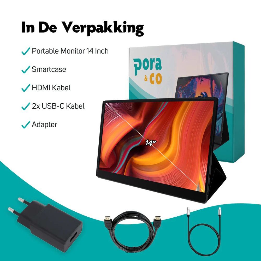Pora&co Monitor portatile touchscreen da 14 pollici