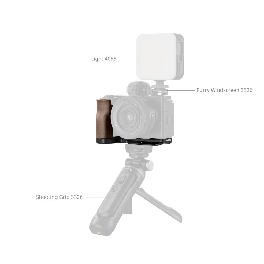 SmallRig Piastra di montaggio a L con impugnatura in legno per Sony ZV-E10 II 4864