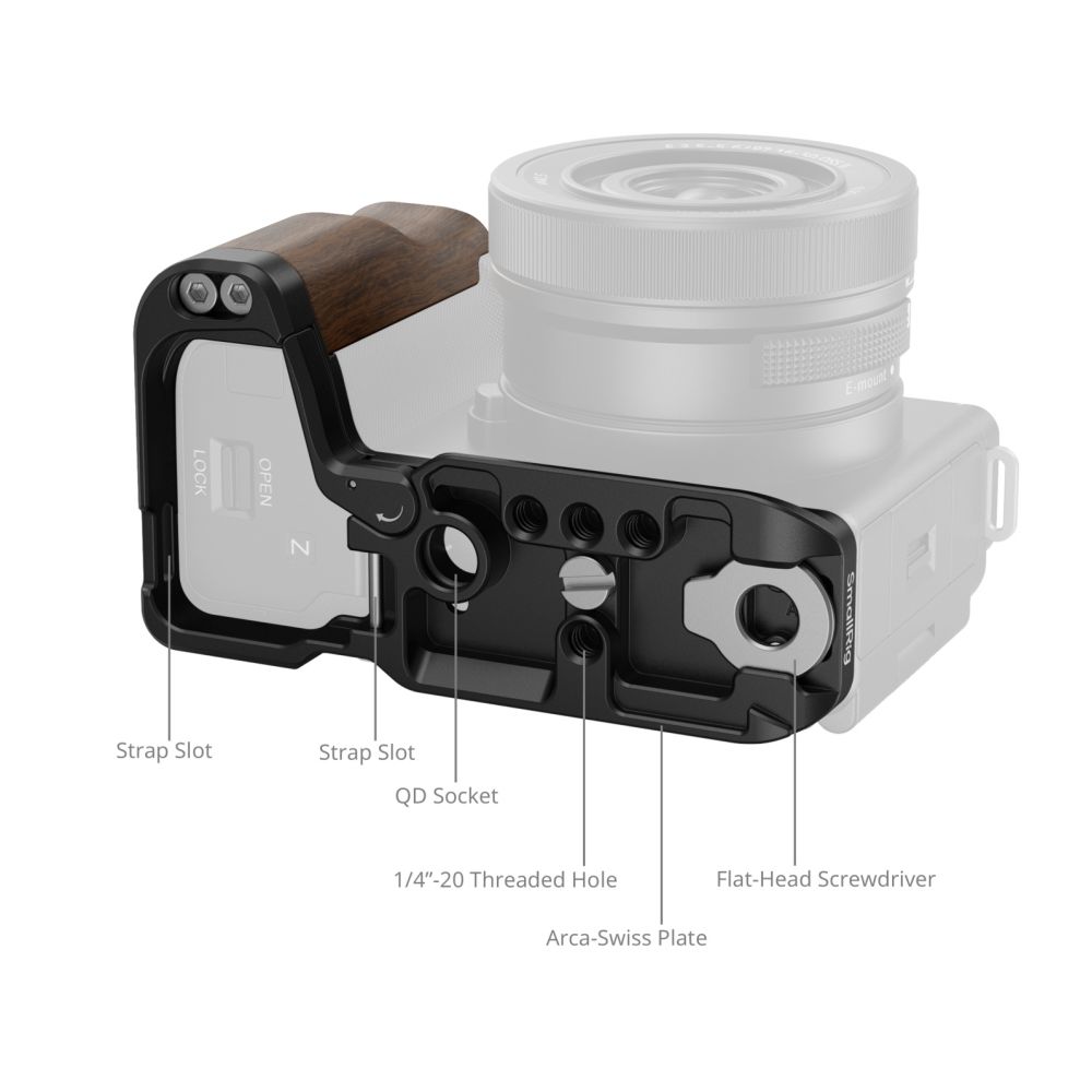 SmallRig Piastra di montaggio a L con impugnatura in legno per Sony ZV-E10 II 4864
