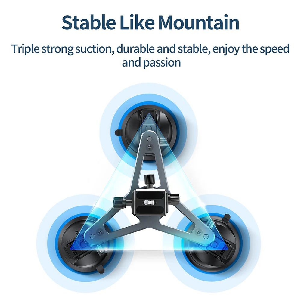Telesin Supporto a ventosa a 3 bracci per GoPro+telecamera (con 3 ventose)