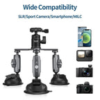 Telesin Supporto a ventosa a 3 bracci per GoPro+telecamera (con 3 ventose)