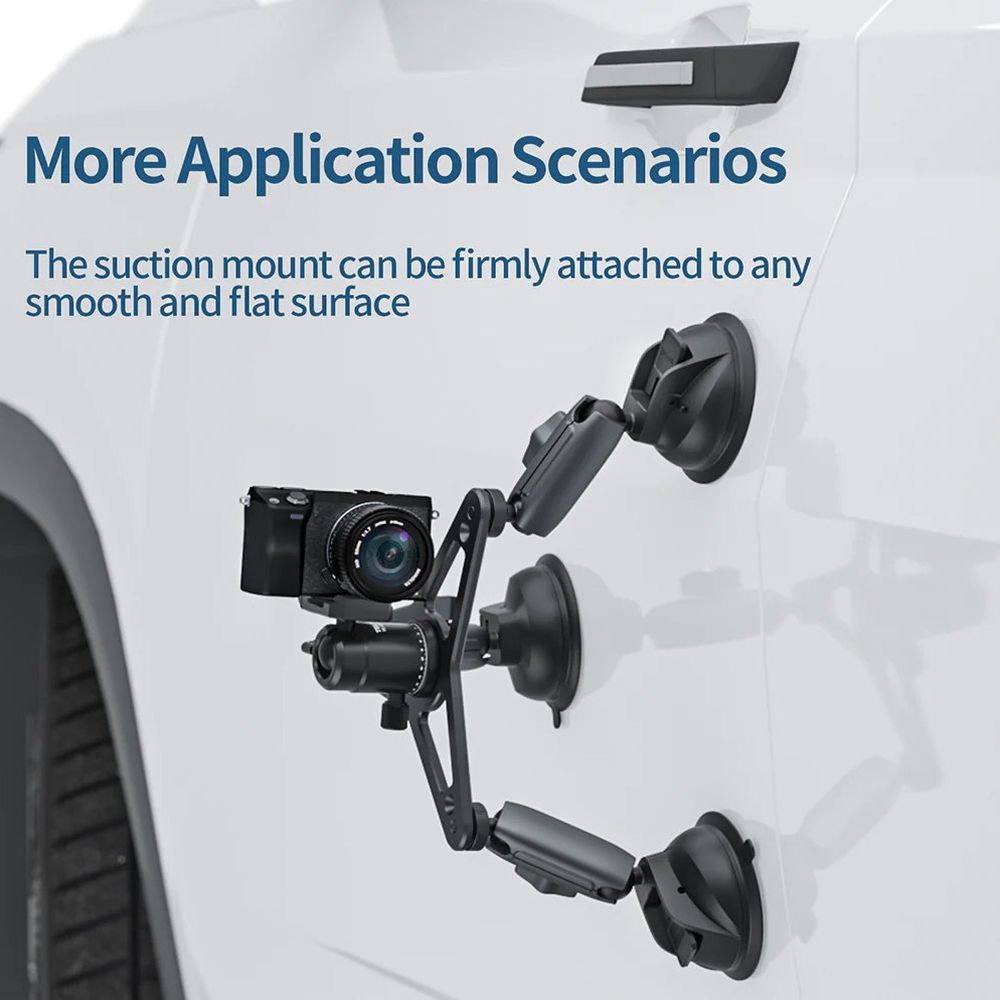 Telesin Supporto a ventosa a 3 bracci per GoPro+telecamera (con 3 ventose)