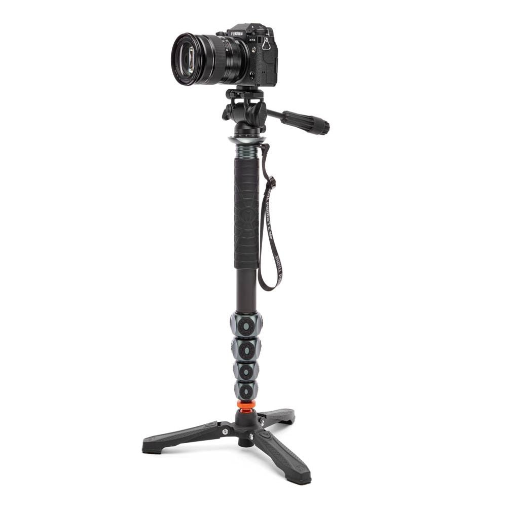 3 Legged Thing Legends Alana Monopiede Metallic Slate Grigio Kit con stabilizzatore a piede DOCZ2 e AH Trinity Darkness, nero opaco