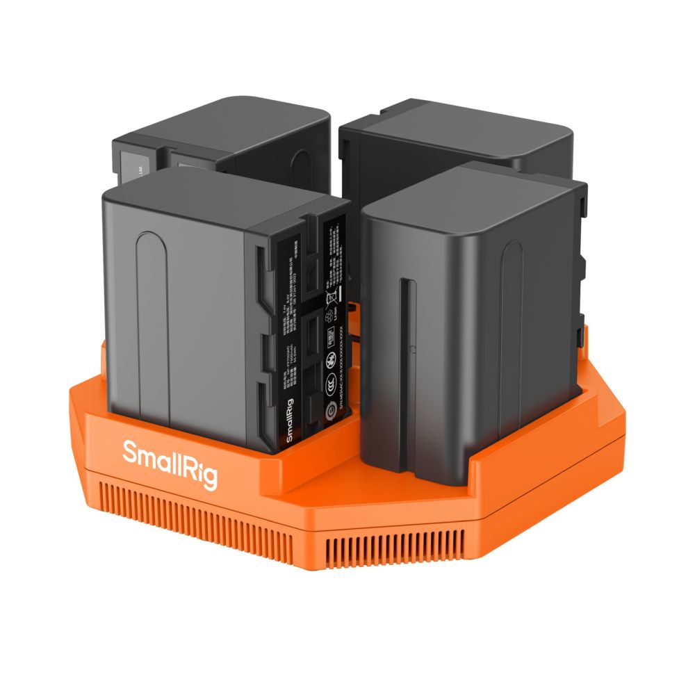 SmallRig NP-F970 Caricabatterie per videocamera a 4 canali e kit di 4 batterie 4834