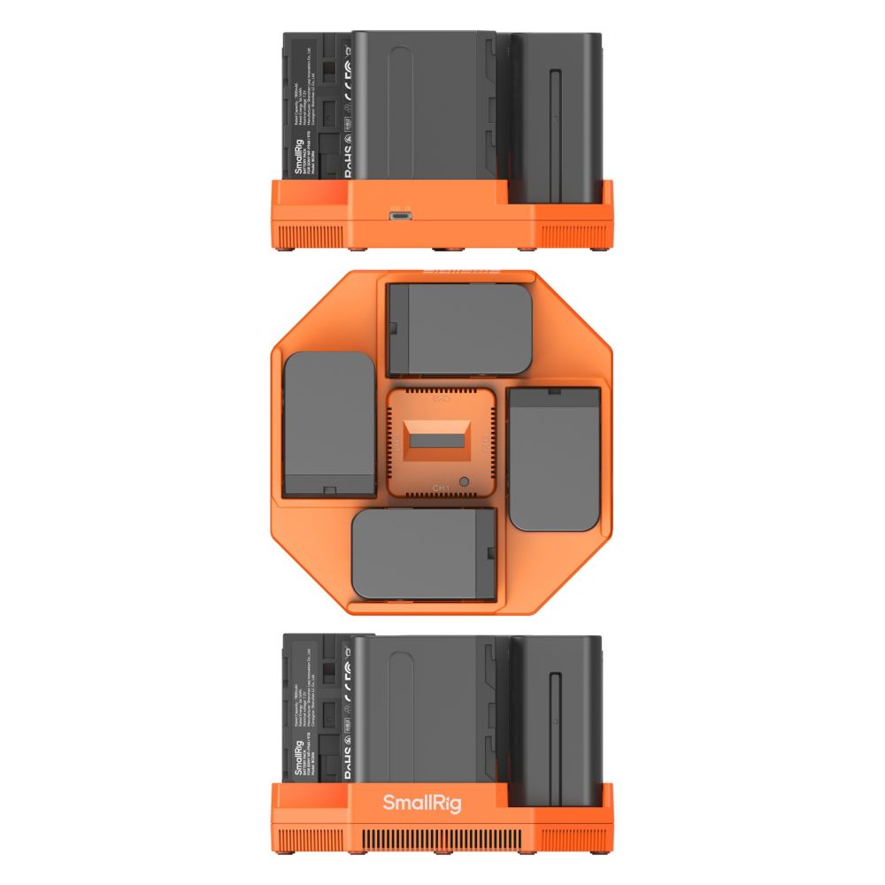 SmallRig NP-F970 Caricabatterie per videocamera a 4 canali e kit di 4 batterie 4834