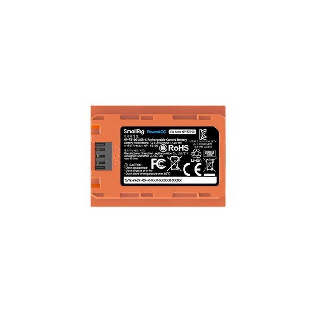 SmallRig 4969 Batteria ricaricabile per fotocamera NP-FZ100 USB-C arancione