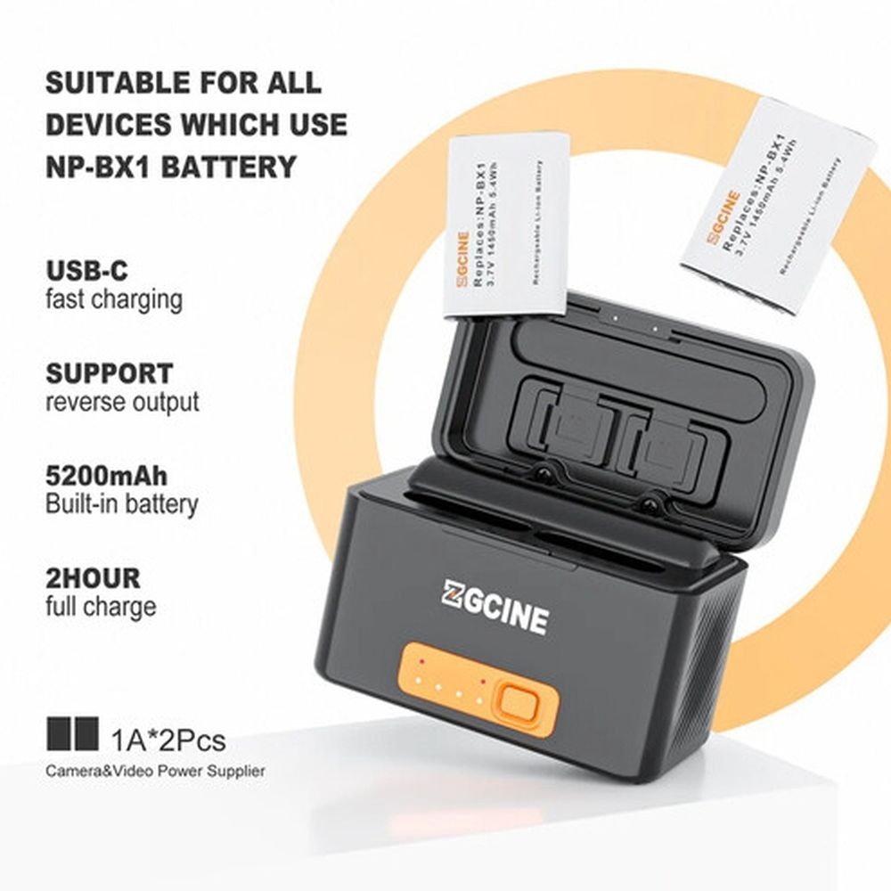 ZGCINE Sony BX1 Battery Charging Case + 2x BX1 battery
