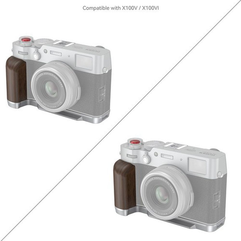 SmallRig 4804 Impugnatura a L in legno per Fujifilm X100VI / X100V, argento