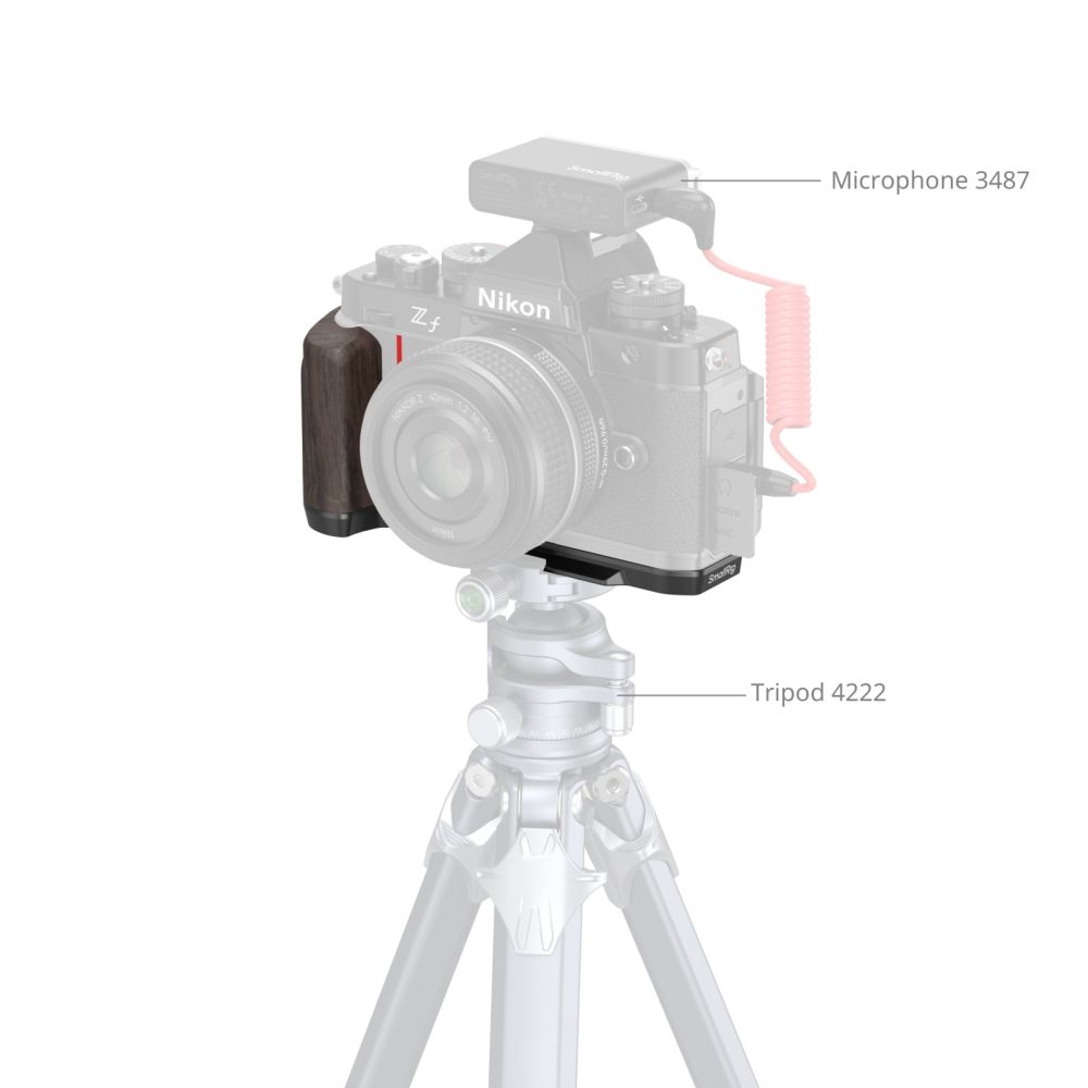 SmallRig 4801 Piastra di montaggio a L con impugnatura in legno per Nikon Z f