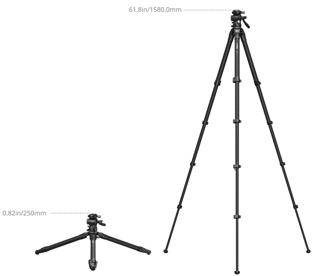 SmallRig 5028 Kit treppiede da viaggio portatile in fibra di carbonio