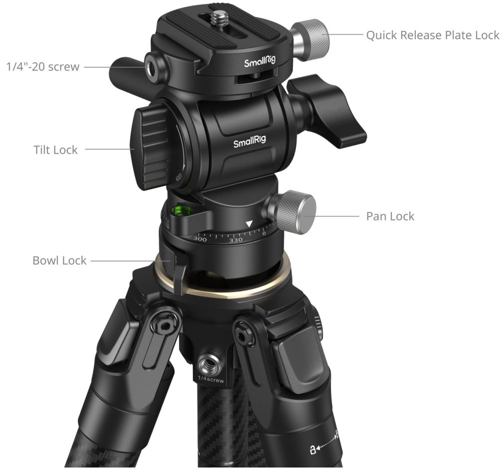 SmallRig 5028 Kit treppiede da viaggio portatile in fibra di carbonio