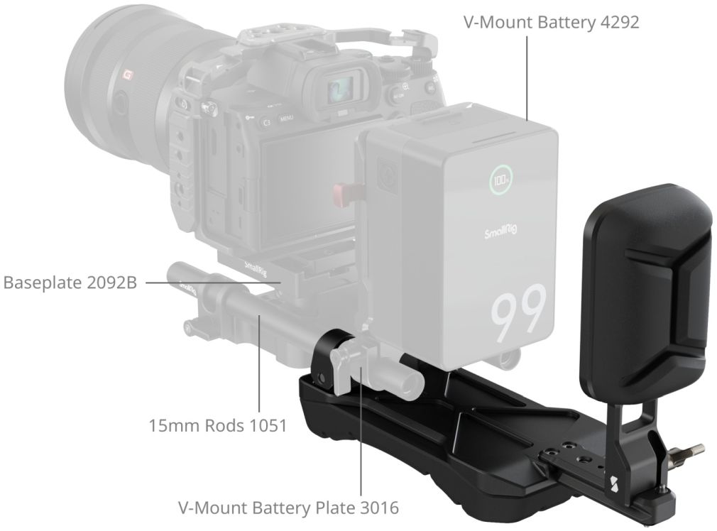 SmallRig 5153 Universal Shoulder Pad with 15mm Dual Rod Clamp