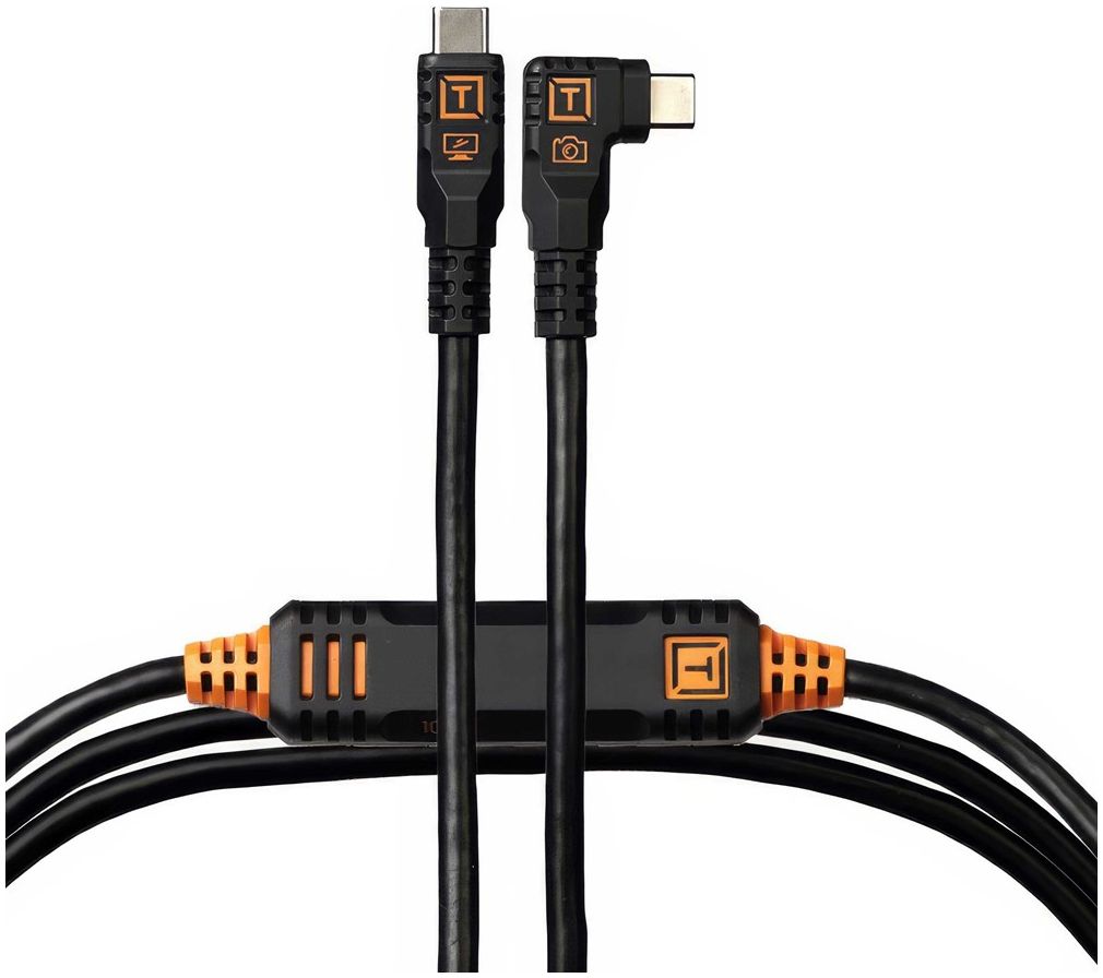 Tether Tools TetherPro Optima 10G USB-C, 15' (4.6m), straight to right black