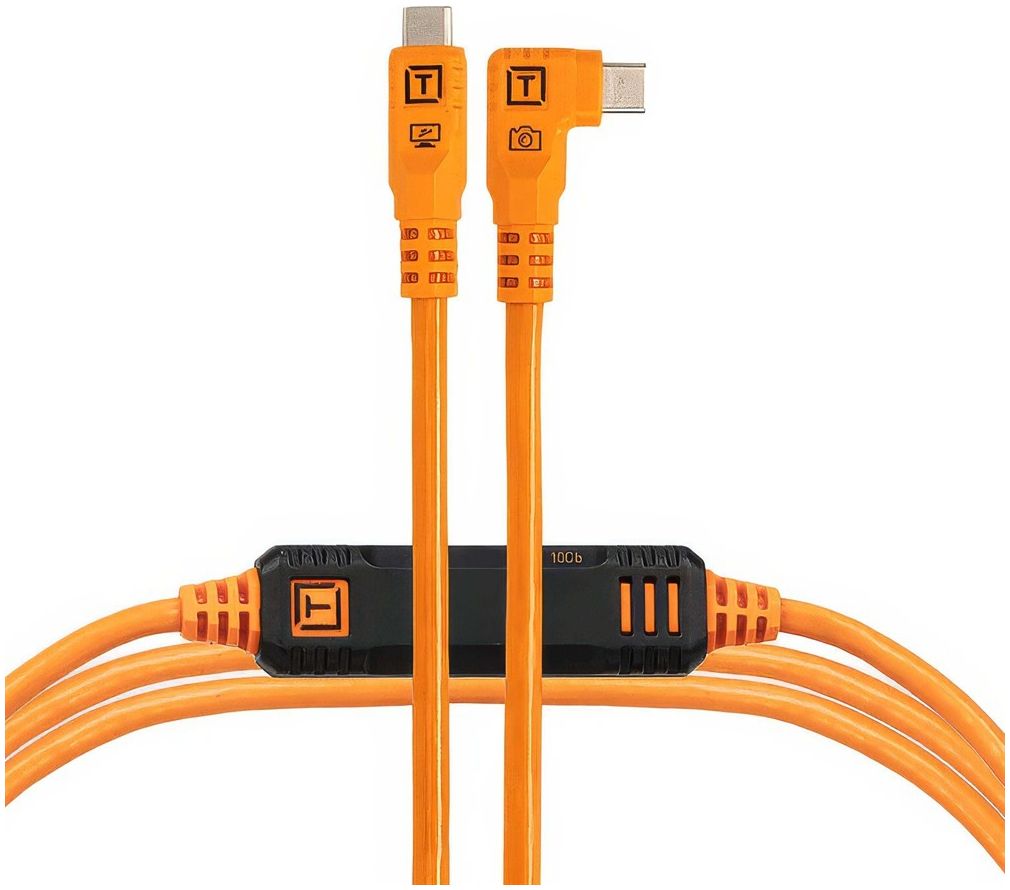 Tether Tools TetherPro Optima 10G USB-C, 15' (4.6m), straight to right orange