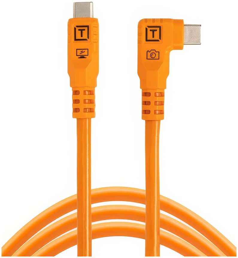Tether Tools TetherPro Optima 10G USB-C, 6' (1.8m), straight to right orange