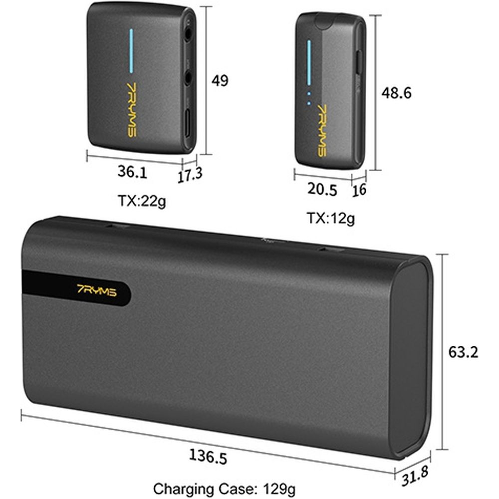 7RYMS Microfono wireless iRay DW40 con 4 trasmettitori, nero