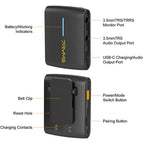 7RYMS Microfono wireless iRay DW40 con 4 trasmettitori, nero