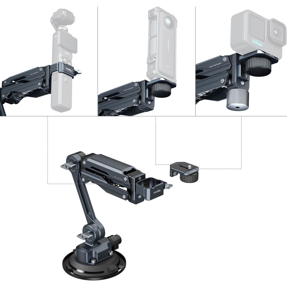 SmallRig 5123 mini braccio ammortizzatore per DJI Osmo Pocket 3 / GoPro HERO13 / Insta360 X4