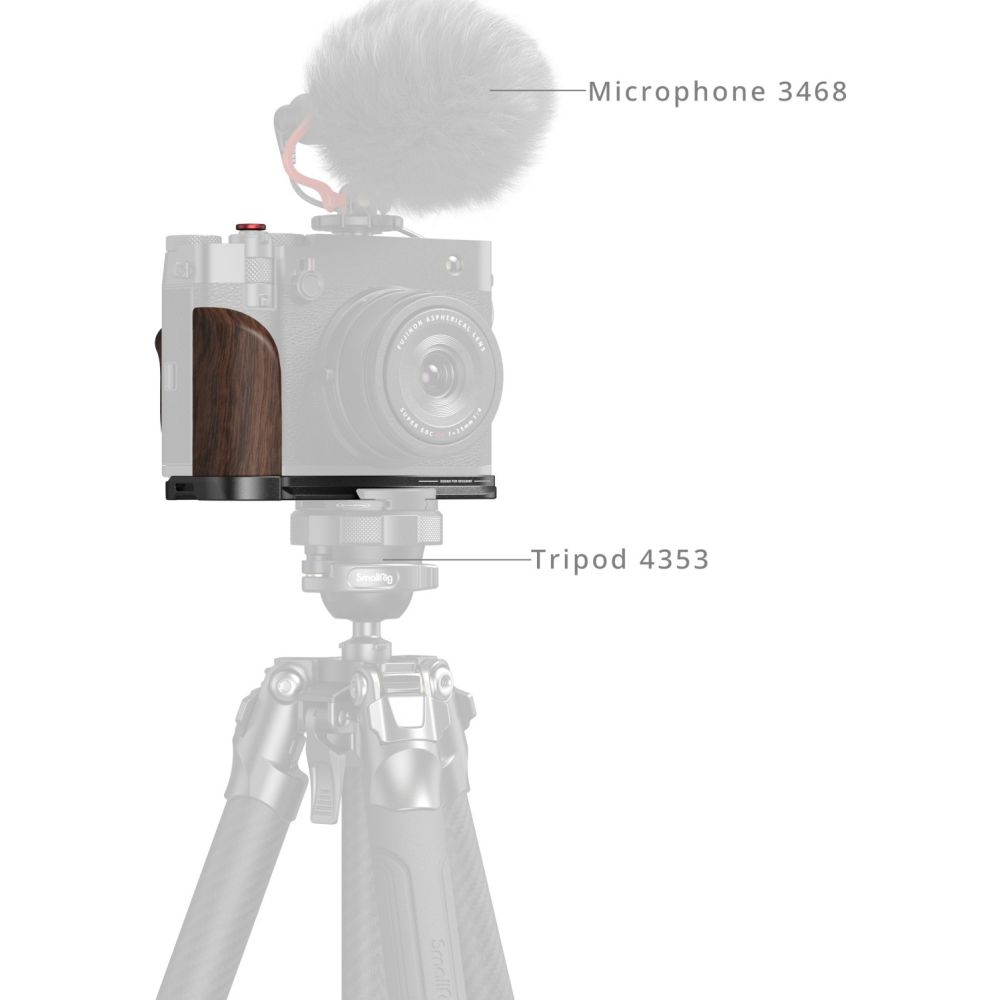 SmallRig 5266 Piastra di montaggio a forma di L con impugnatura in legno per Fujifilm GFX 100RF (nero)