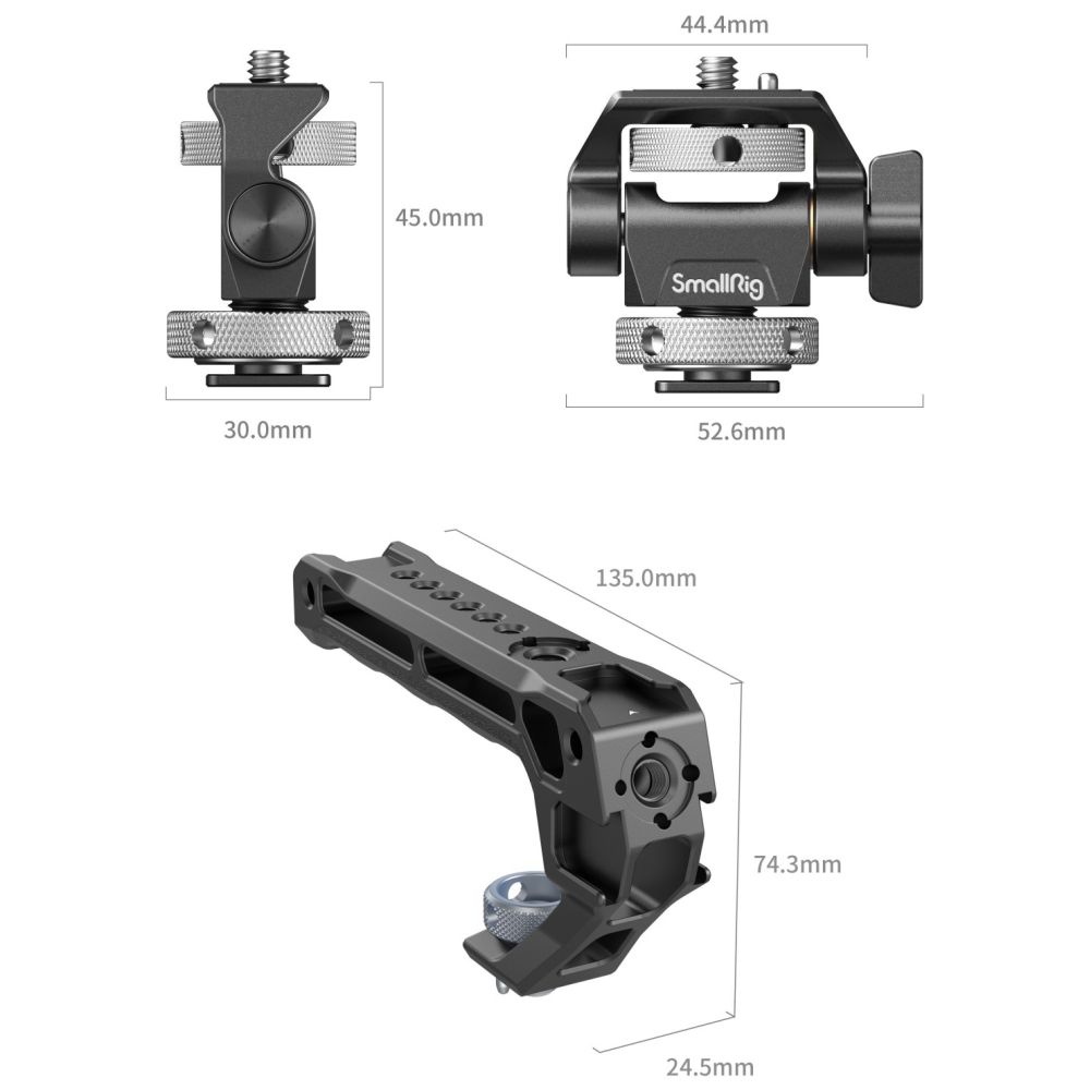 SmallRig 5322 Maniglia superiore con kit di supporto per monitor (compatibile con Cold Shoe)