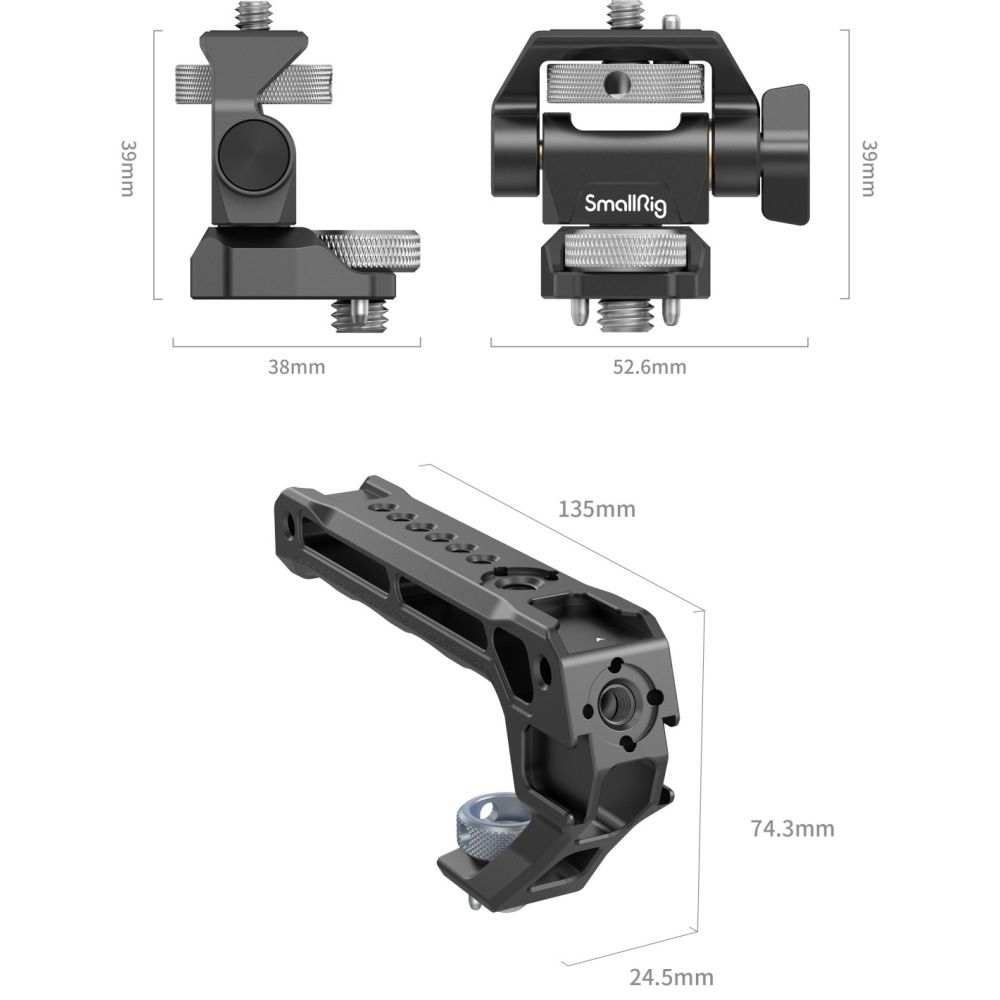 SmallRig 5323 Maniglia superiore con kit di supporto per monitor (compatibile con vite ARRI 3/8"-16)