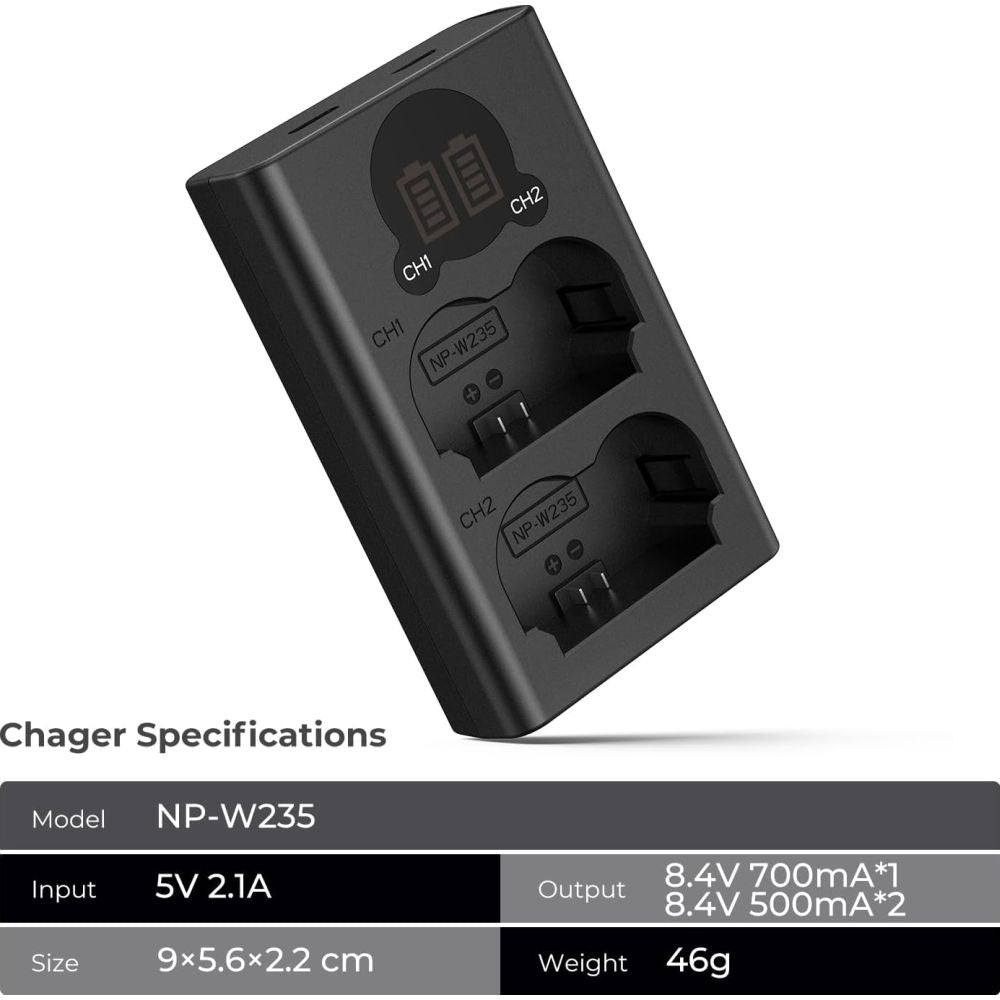 K&F Concept NP-W235 Caricabatterie doppio USB-C con display