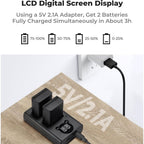 K&F Concept NP-FZ100 Caricabatterie doppio USB-C con display