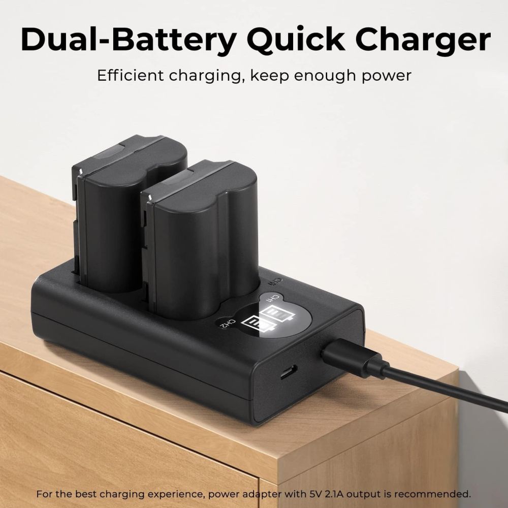 K&F Concept NP-FZ100 Caricabatterie doppio USB-C con display