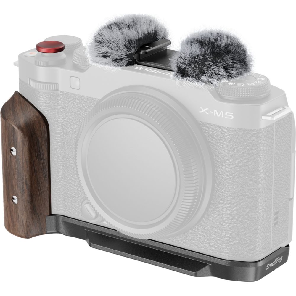 SmallRig 5260 Piastra di montaggio a L con impugnatura in legno per Fujifilm X-M5, nero