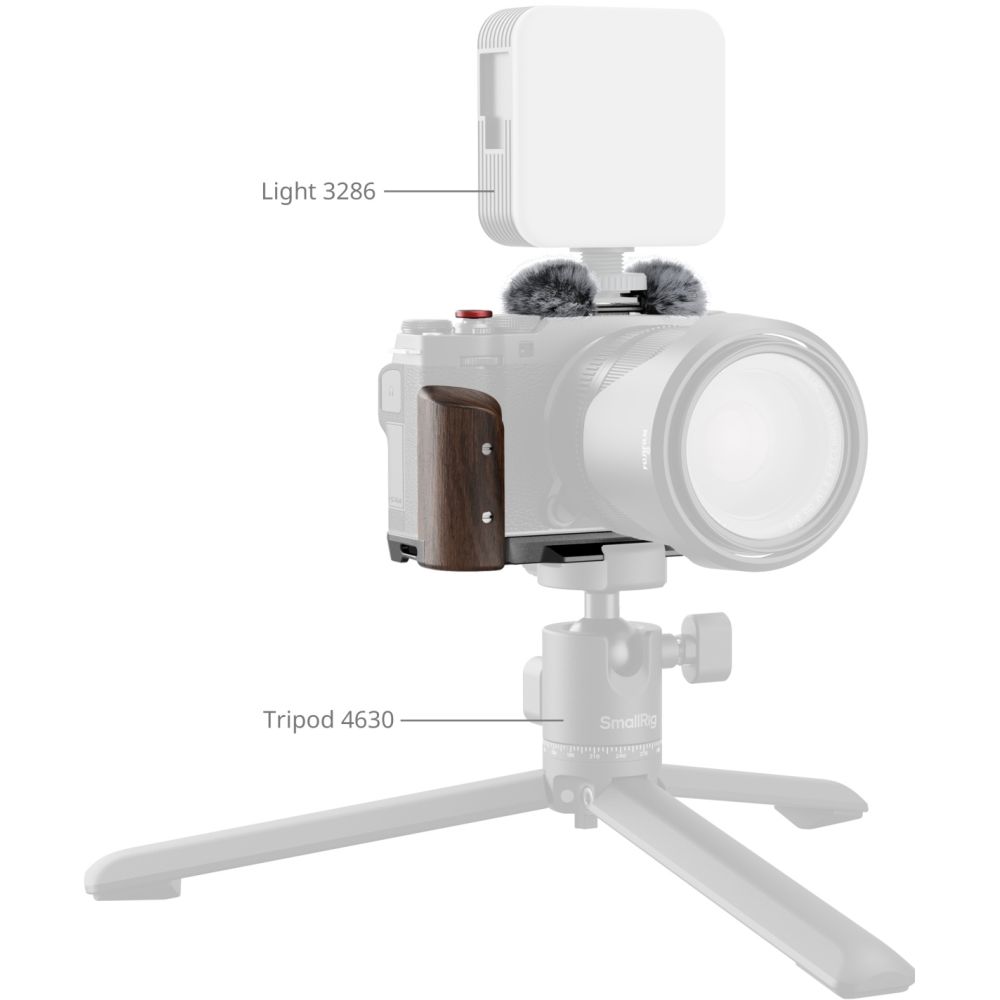 SmallRig 5260 Piastra di montaggio a L con impugnatura in legno per Fujifilm X-M5, nero