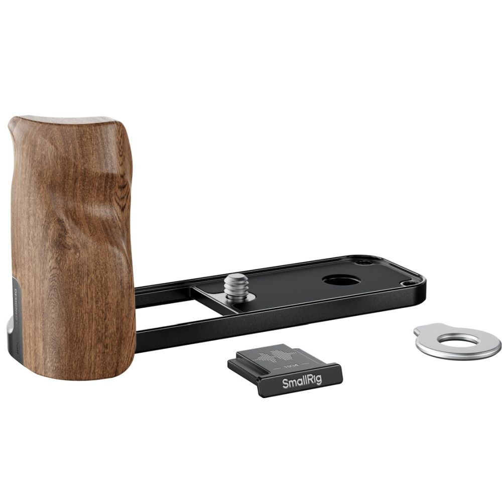 SmallRig 5224 Piastra di montaggio a L con impugnatura in legno per FUJIFILM X half, nero