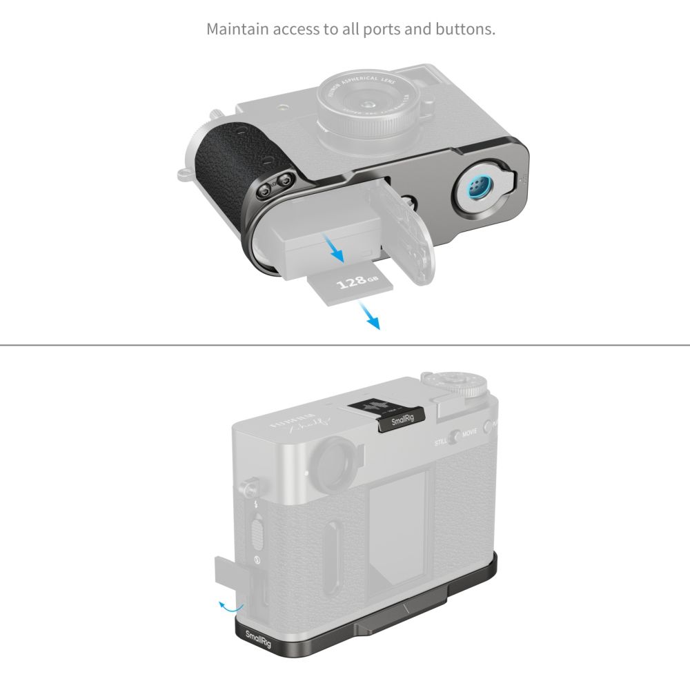 SmallRig 5217 Piastra di montaggio a L con impugnatura in silicone per FUJIFILM X half, argento antracite