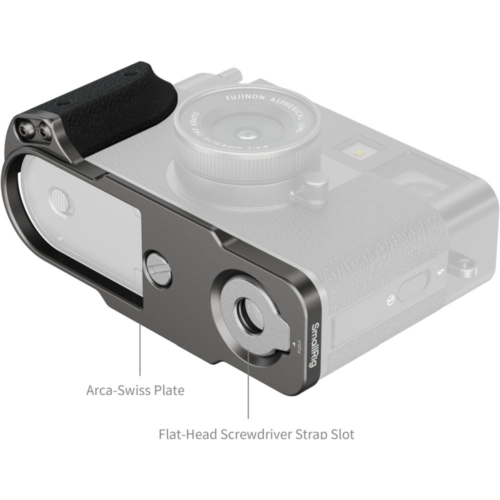 SmallRig 5217 Piastra di montaggio a L con impugnatura in silicone per FUJIFILM X half, argento antracite