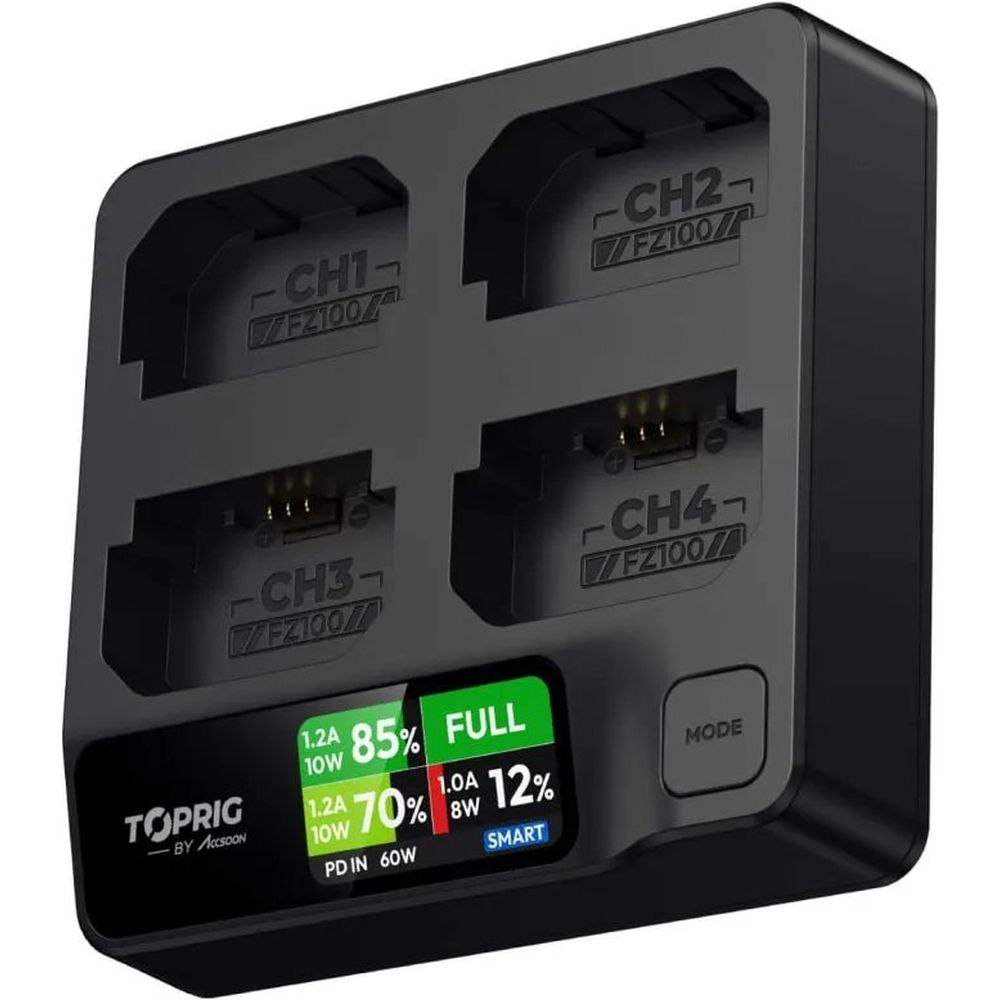 Accsoon TopRig 100W 4-Bay NP-FZ100 Fast Charger