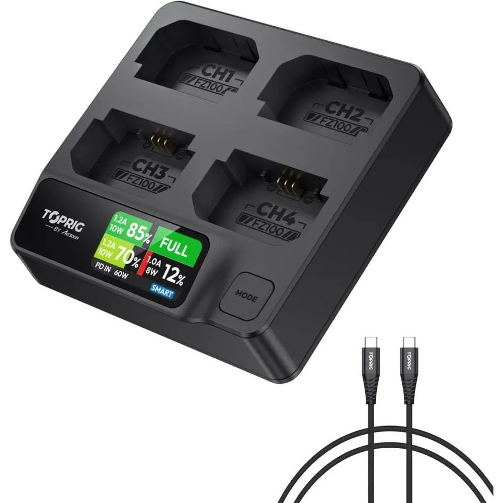 Accsoon TopRig 100W 4-Bay NP-FZ100 Fast Charger