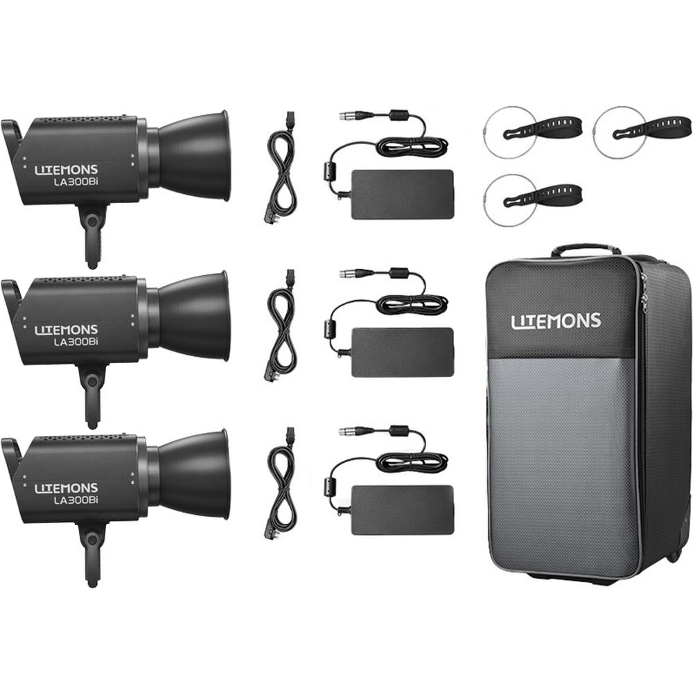 Godox Litemons LA300Bi Bi-colour LED Light 3 Light Kit (black)