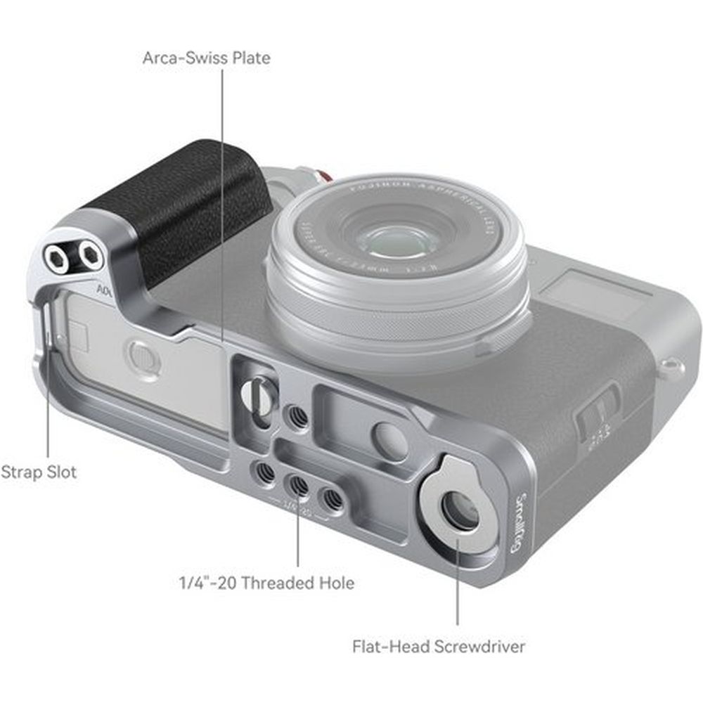 SmallRig 4555B L-Shape Mount Plate with Handle for FUJIFILM X100VI / X100V (Silver)