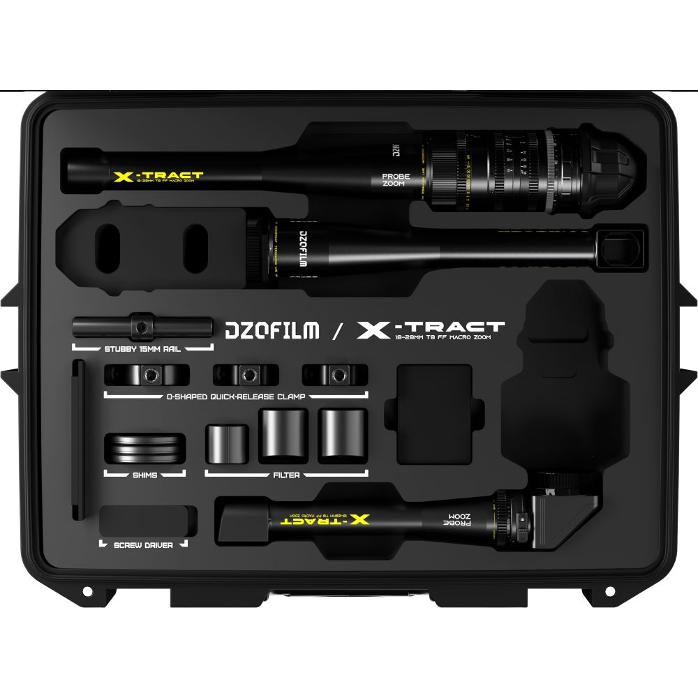 DZOFilm X-tract 18-28mm 0/90/360 gradi Una custodia nera R-Unit 3 pezzi Attacco PL (misuratore)
