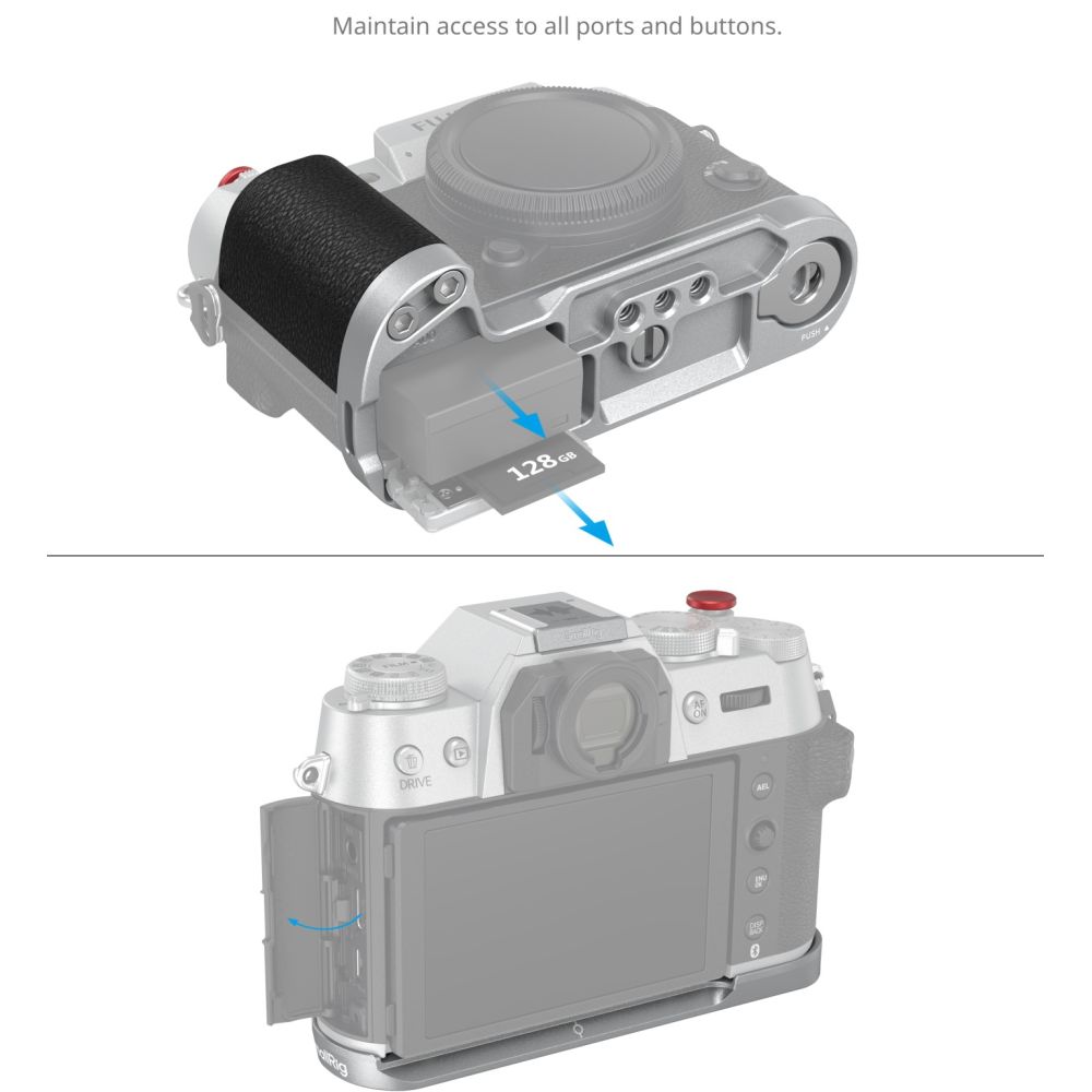 Piastra di montaggio a L SmallRig 4713C con impugnatura in silicone per FUJIFILM X-T50, argento