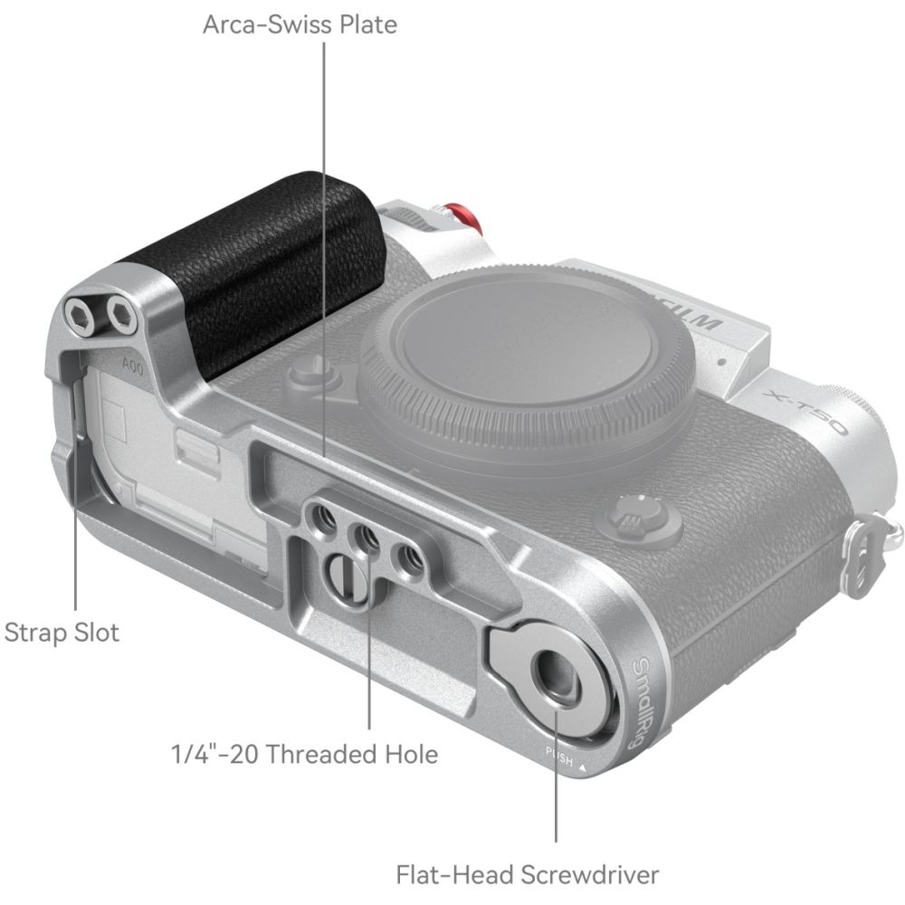 Piastra di montaggio a L SmallRig 4713C con impugnatura in silicone per FUJIFILM X-T50, argento