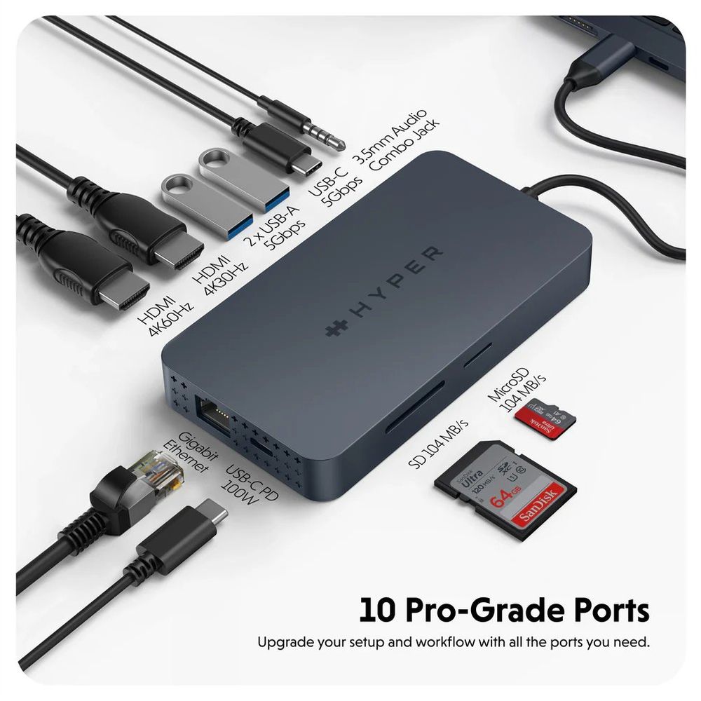 Hub Hyper USB-C HyperDrive Dual 4K HDMI 10 in 1