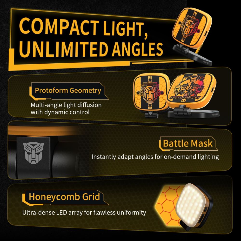 SmallRig 5513 Vibe P48 Luce video LED staccabile per telefono cellulare "BumbleBee Edition"