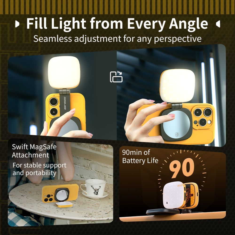SmallRig 5513 Vibe P48 Luce video LED staccabile per telefono cellulare "BumbleBee Edition"
