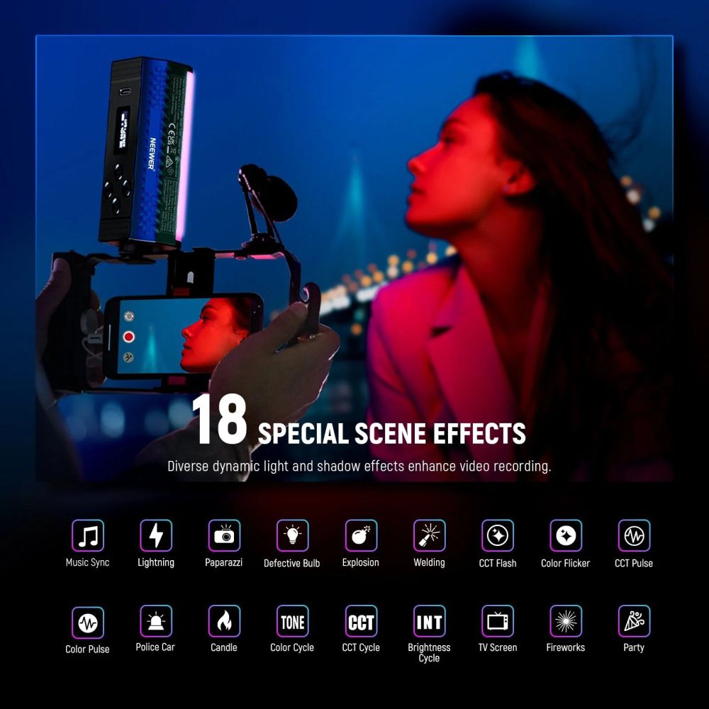 Neewer TL98C 6W lampada tubolare RGB magnetica 108cm