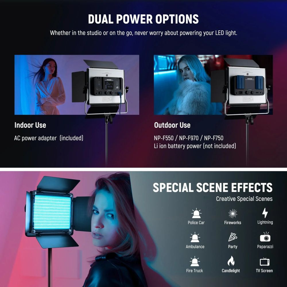 Neewer 660 PRO II 2x 50W RGB LED light kit incl. stands and carry bag