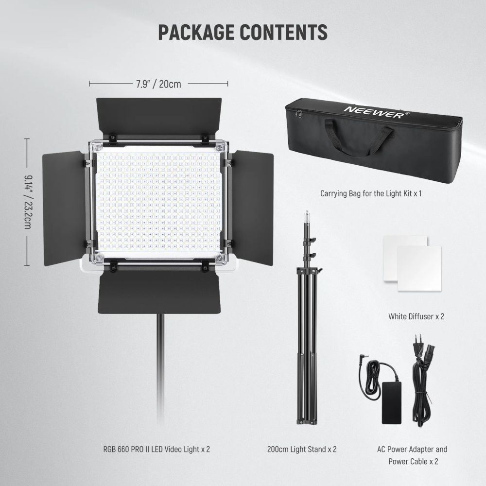 Neewer 660 PRO II 2x 50W RGB LED light kit incl. stands and carry bag