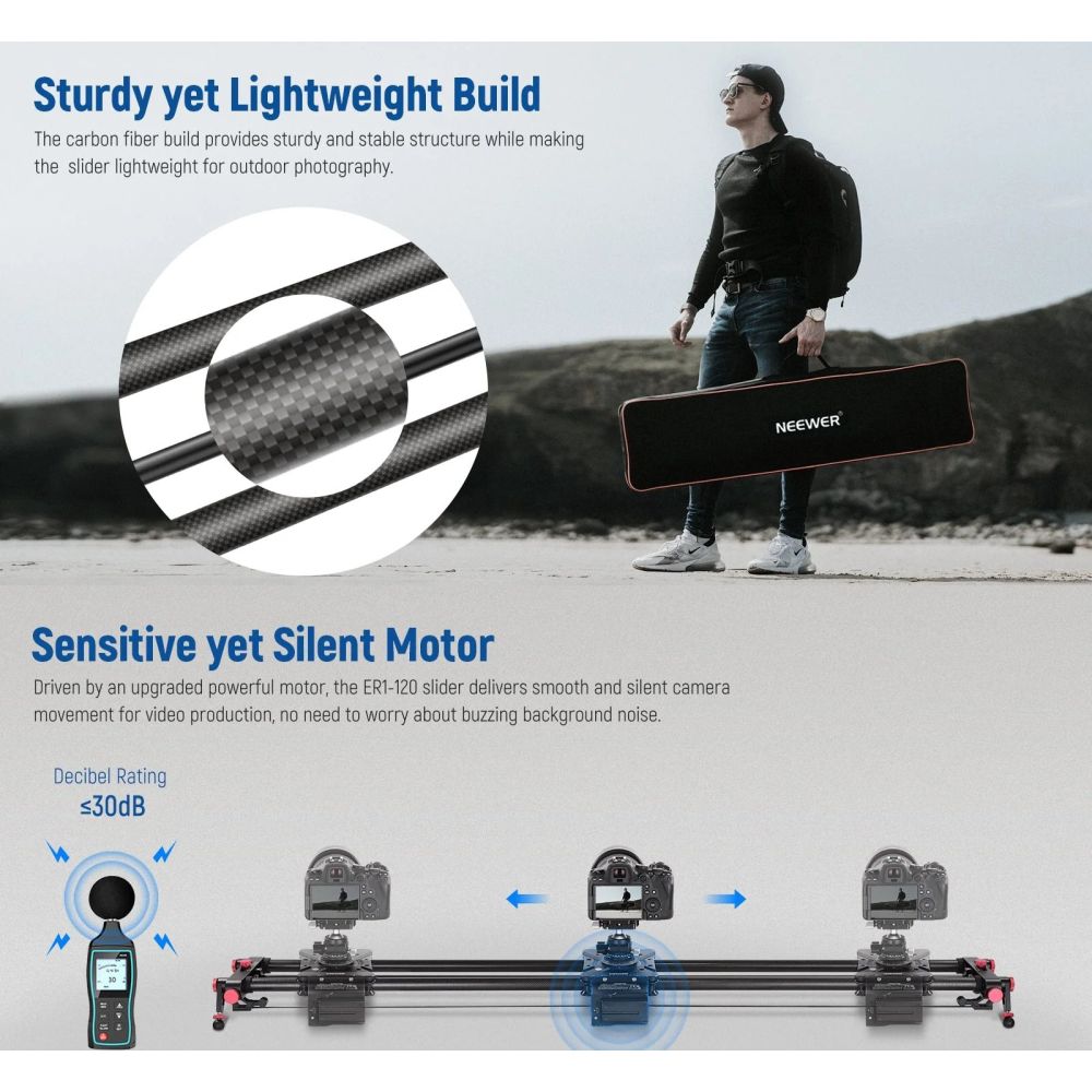 Neewer ER1-120 motorized wireless carbon fiber camera slider